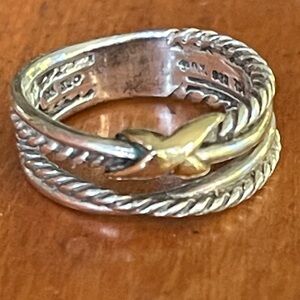 David Yurman Sterling & 18k Crossover Single X Cable Ring